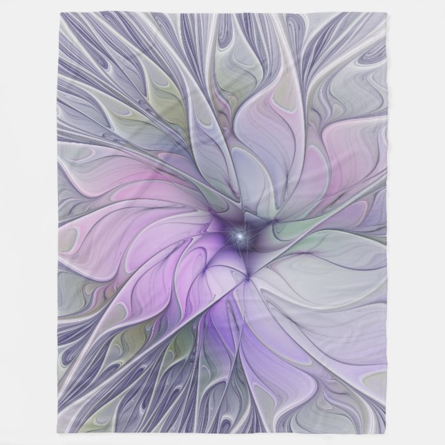 Enastående, modern Abstrakt Fractal Art Flower Fleecefilt (Framsidan)