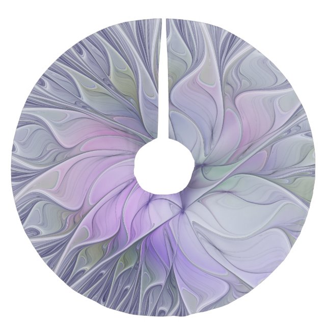 Enastående, modern Abstrakt Fractal Art Flower Julgransmatta Borstad Polyester (Framsidan)
