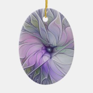Enastående, modern Abstrakt Fractal Art Flower Julgransprydnad Keramik