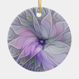 Enastående, modern Abstrakt Fractal Art Flower Julgransprydnad Keramik