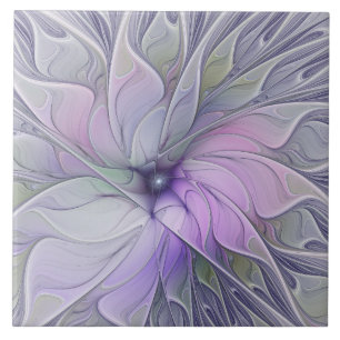 Enastående, modern Abstrakt Fractal Art Flower Kakelplatta