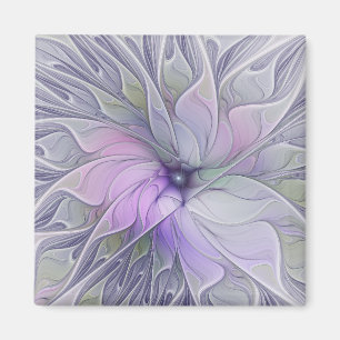 Enastående, modern Abstrakt Fractal Art Flower Magnet