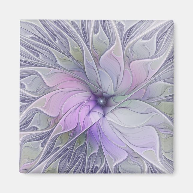 Enastående, modern Abstrakt Fractal Art Flower Magnet (Framsidan)