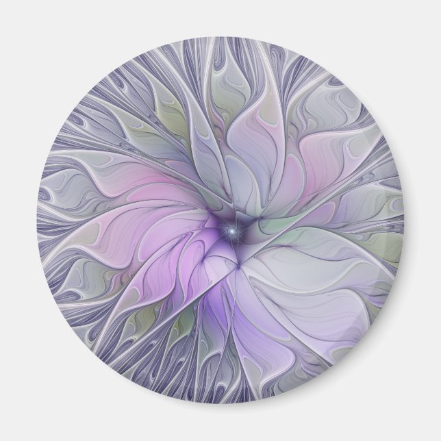 Enastående, modern Abstrakt Fractal Art Flower Magnet (Framsidan)