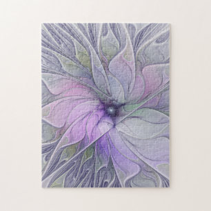 Enastående, modern Abstrakt Fractal Art Flower Pussel