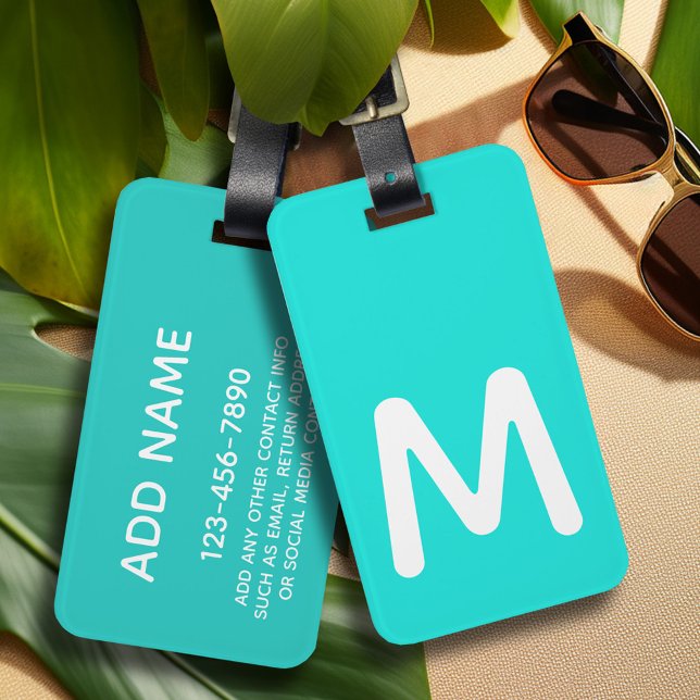 Enastående Monogram på Bright Background CAN EDIT  Bagagebricka (Personalized luggage tag with monogram - contact info on back)