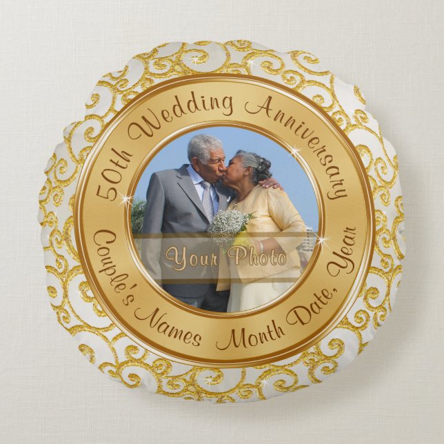 Enastående Personlig 50-årsjubiléer Rund Kudde (Framsidan)