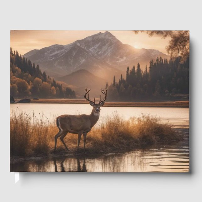 Enastående rackmonterad Hjort på info om berggrund Gästböcker (Framsida)