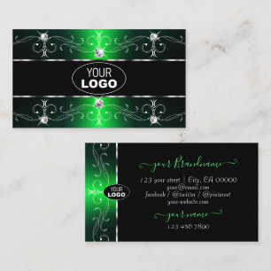 Enastående svart Grönt Ornate Gräns med Logotyp Visitkort