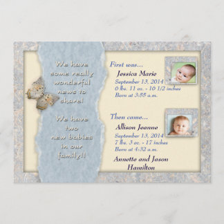 Enastående Twillingar födelsemeddelande Meddelande