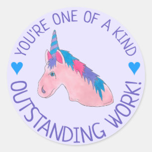 Enastående, unikt arbete av typen Kind Rosa Unicor Runt Klistermärke