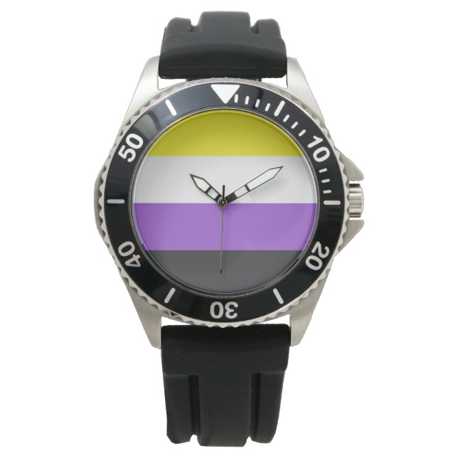 Enby-Flagga (icke-binärt Pride) Armbandsur (Framsida)