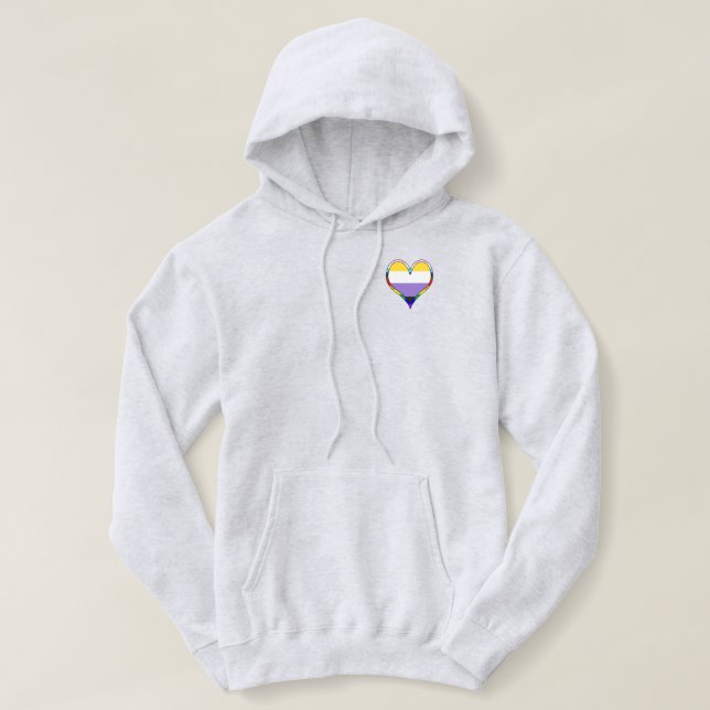 Enby Pride Heart Hoodie T Shirt (Design framsida)