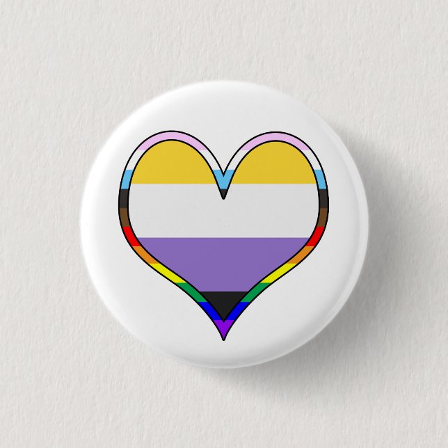 Enby Pride Heart Knapp (Framsida)