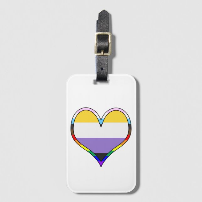 Enby Pride Heart Luggage Tagg Bagagebricka (Framsida vertikal)