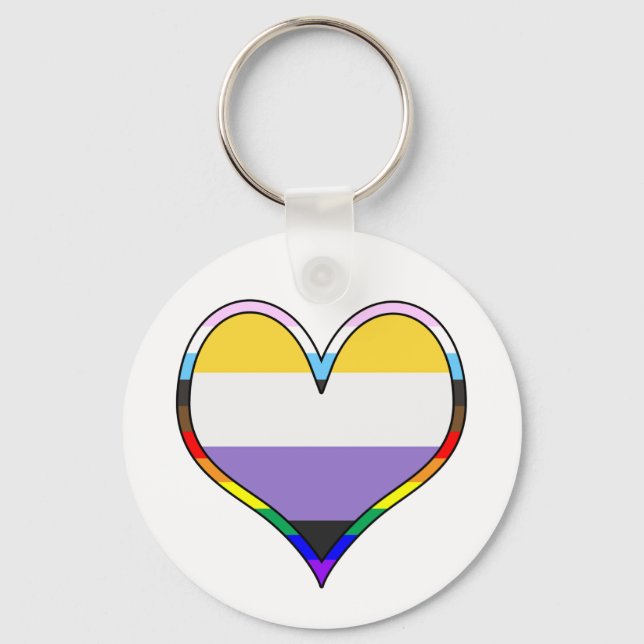 Enby Pride Heart Nyckelring (Framsida)