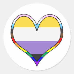 Enby Pride Heart Runt Klistermärke
