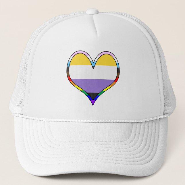Enby Pride Heart Truckerkeps (Framsida)