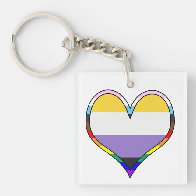 Enby Pride Hjärtnyckelring (Framsidan)