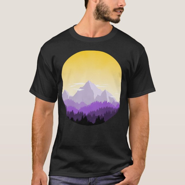 Enby Range Circle (Subtle Non-Binary Flagga Landsc T Shirt (Framsida)