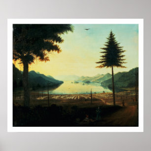 Encampmenten på sjön George, New York, 1759 (olj Poster
