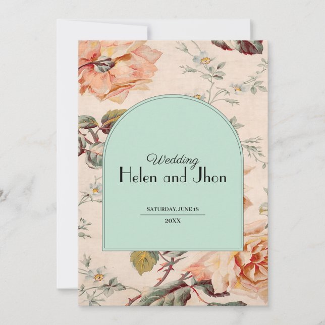 Encanto Floral Vintage Inbjudningar (Framsida)
