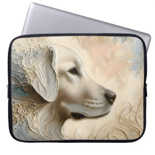 Encaustic Paint Portait of a Golden Retriever Laptop Fodral