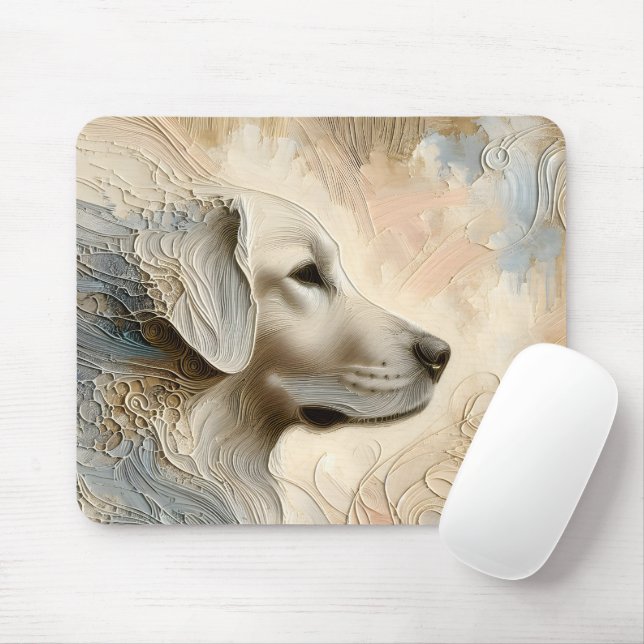 Encaustic Paint Portait of a Golden Retriever Musmatta (Med mus)