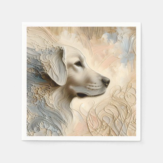 Encaustic Paint Portait of a Golden Retriever Pappersservett (Framsidan)