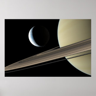 Enceladus and Saturn Poster