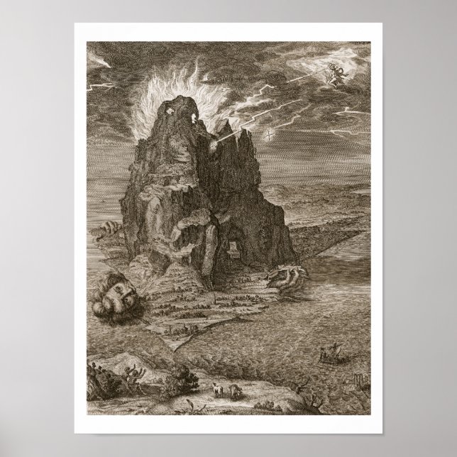 Enceladus Buried Underneath Mount Etna, 1731 (Engr Poster (Framsidan)