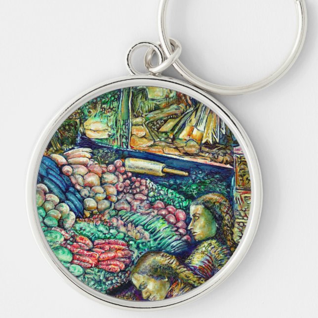 Enceladus Rund Silverfärgad Nyckelring (Framsidan)