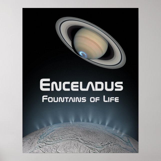 Enceladus Saturn Måne Fontän of Life Poster (Framsidan)