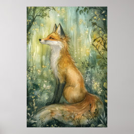 Enchanald Forest Fox Barn Fantasy Art Poster
