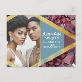 Enchanance Jewel-Toned Blommigt Bröllop Helg Vykort