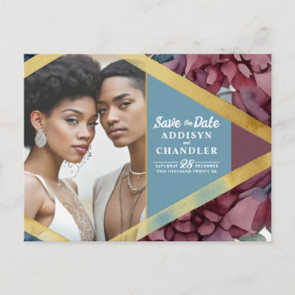 Enchanance Jewel-Toned Blommigt Bröllop Helg Vykort