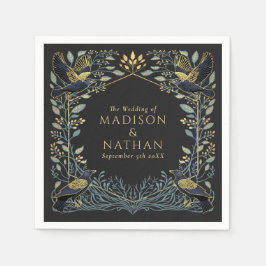 Enchanic Raven Blommigt Bröllop Pappersservett