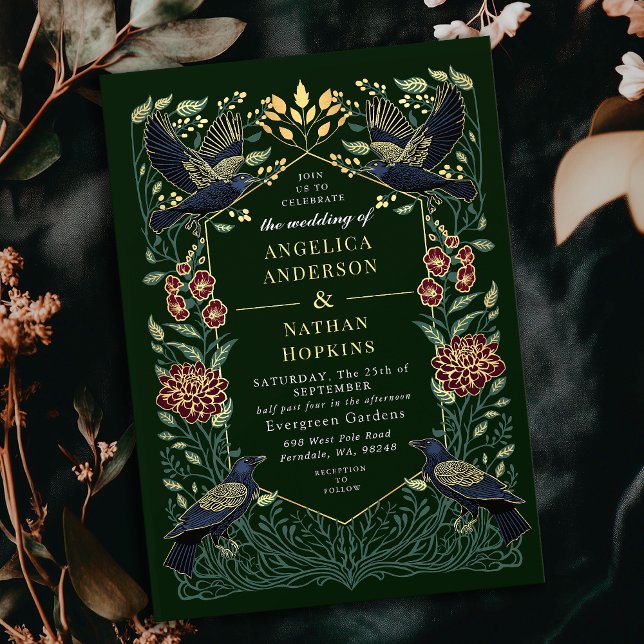 Enchanic Raven Snapdragon Bröllop Inbjudningar (Skapare uppladdad)