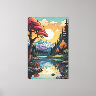 Enchanside Serenity Sunset Landcape Canvastryck
