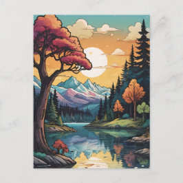 Enchanside Serenity Sunset Landcape Helg Vykort