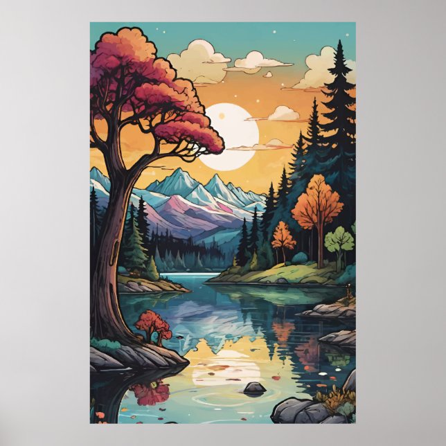 Enchanside Serenity Sunset Landcape Poster (Framsidan)