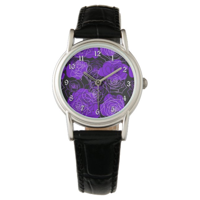 Enchantation Lila Ro Blommigt Wrist Watch Armbandsur (Framsida)