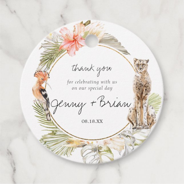 Enchanted African Safari | BRÖLLOP TACK Gåvor Etiketter (Framsida)