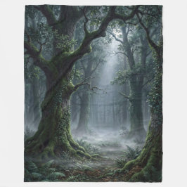 Enchanted Ancient Forest | Misty Woodland Sunlight Fleecefilt
