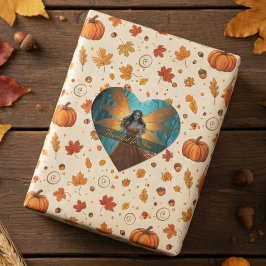 Enchanted Autumn Fairy Thanksgiving Fantasy Art Hjärtformat Klistermärke