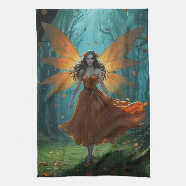 Enchanted Autumn Fairy Thanksgiving Fantasy Art Kökshandduk (Vertikal)