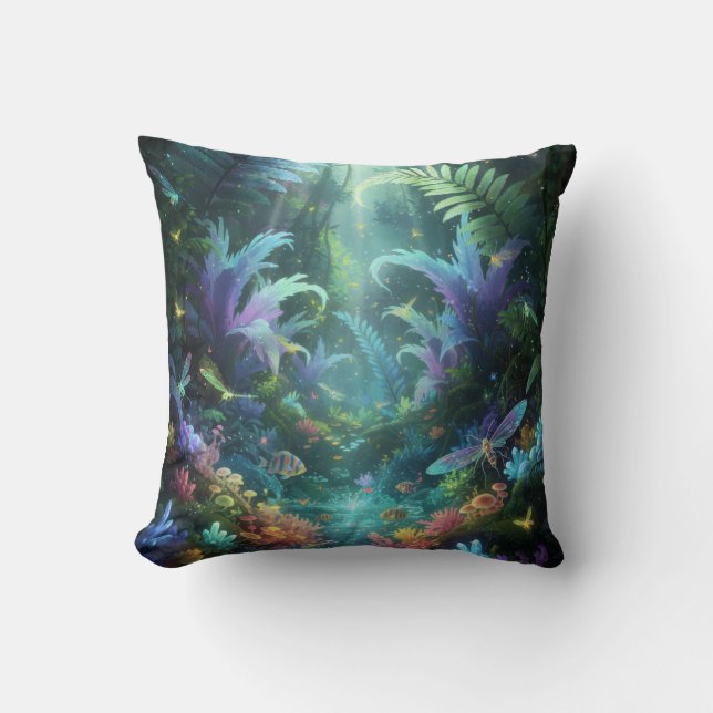 Enchanted Bioluminescent Forest Magical Jungle  Kudde (Framsida)