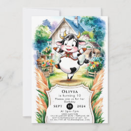 Enchanted Boho Cow Birthday Inbjudningar