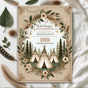 Enchanted Boho Forest Teepee Sleepover Party Inbjudningar