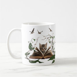 Enchanted Bookworm Kitten Coffee Mug Kaffemugg